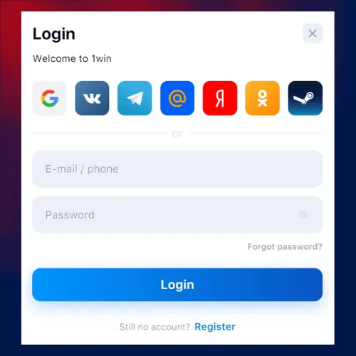 Log in to 1Win by clicking the button