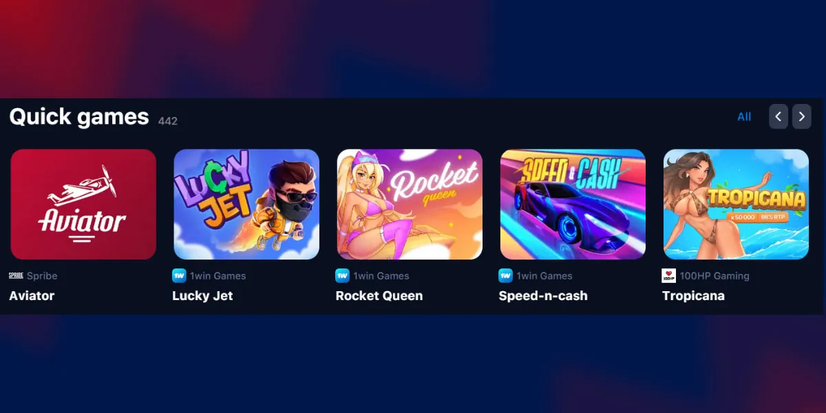 When you head to the casino section, you can play Quick Games