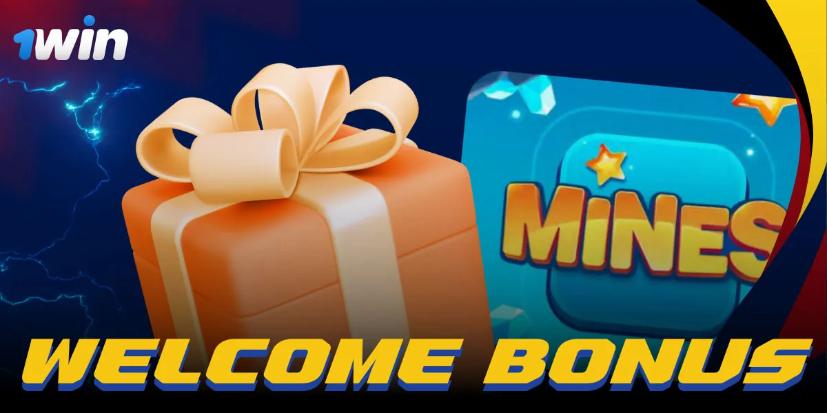 1Win offers a generous welcome bonus for the game Mines