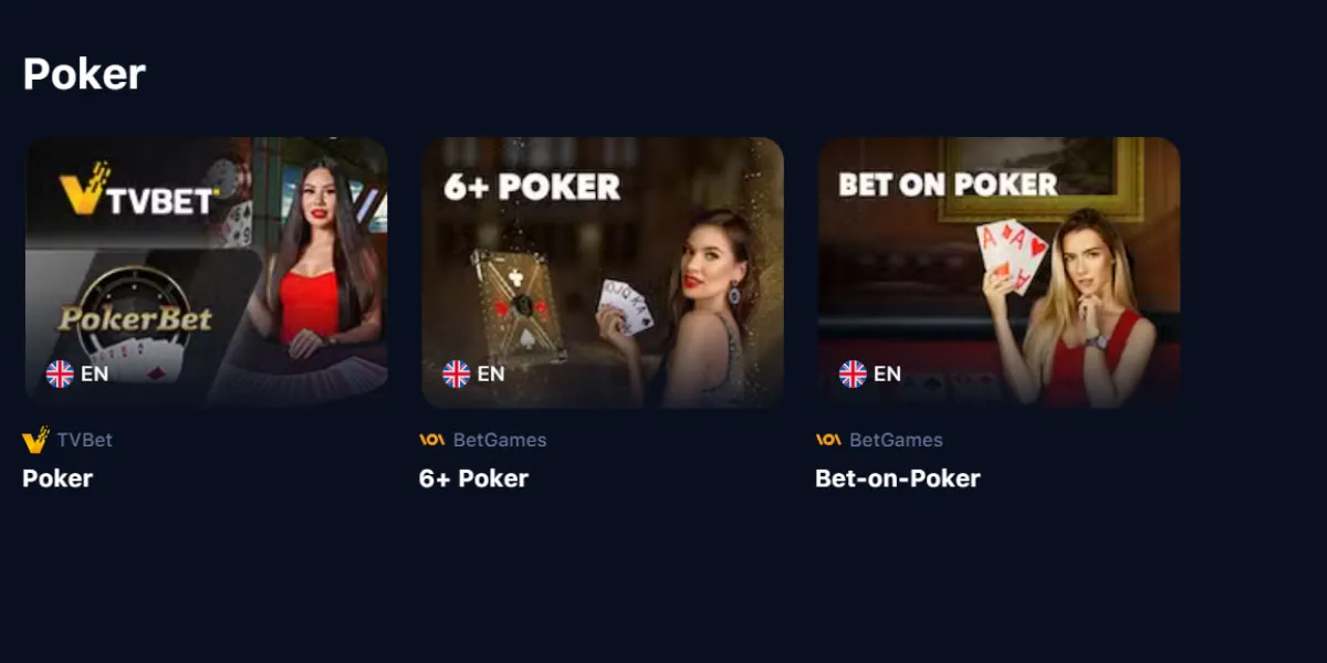 When you head to the casino section, you can play poker