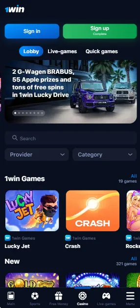 1win casino Screenshots